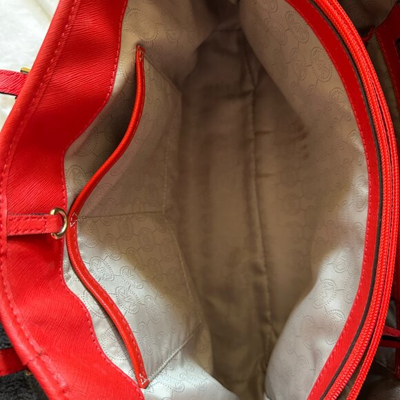 Michael by Michael Kors, Red Jet Set Leather Tote Bag - Picture 8 of 10